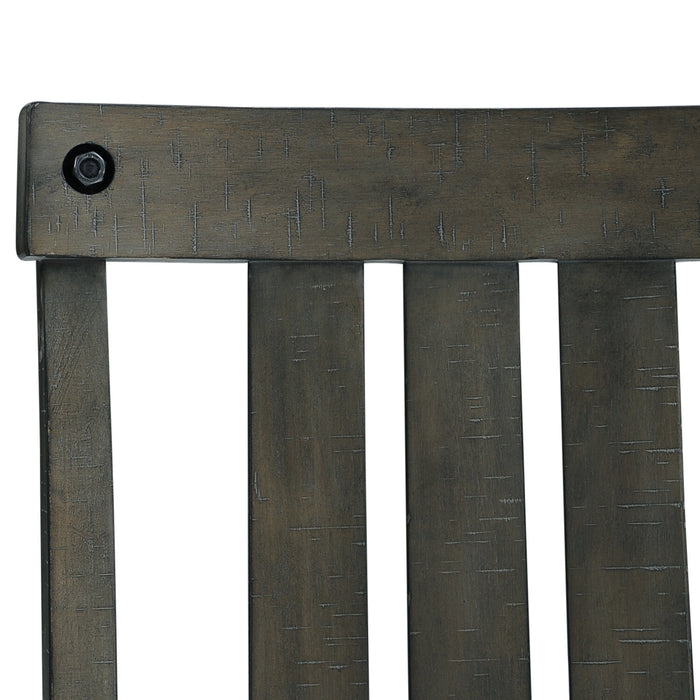 Alto Dining Chair with Linen-Look Fabric, Slat-Back - Grey