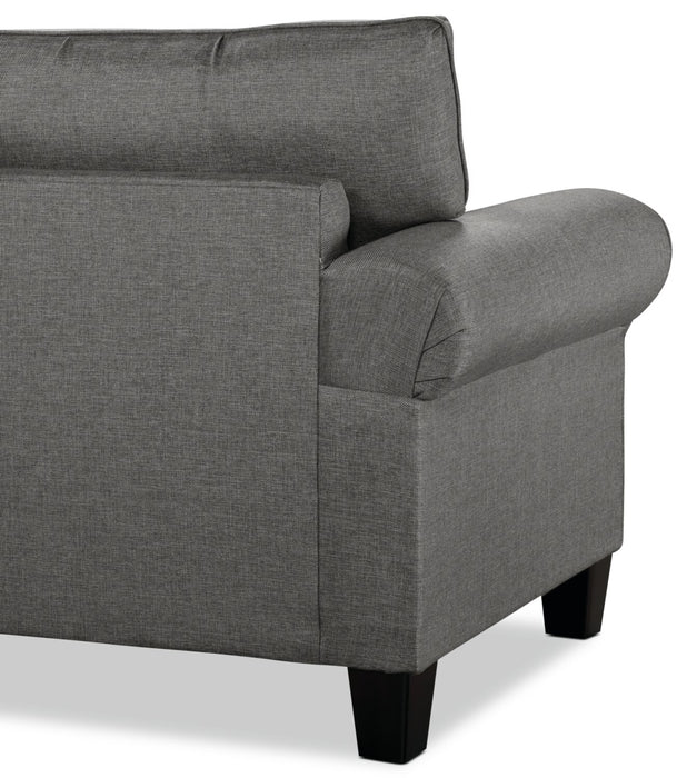 Made in Canada Tula 65\" Fabric Loveseat with Rolled Arms and Accent Pillows - Steel Grey