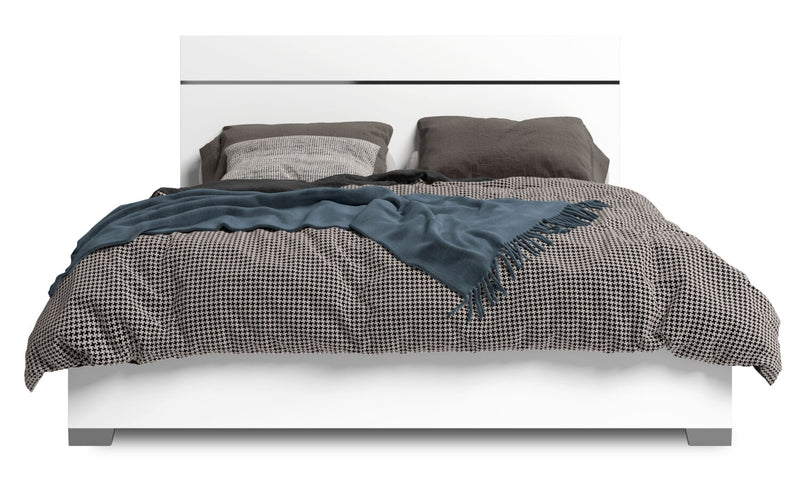 Raia 5pc Bedroom Set with Panel Bed, Dresser & Mirror - Made in Italy, Modern, White - King Size