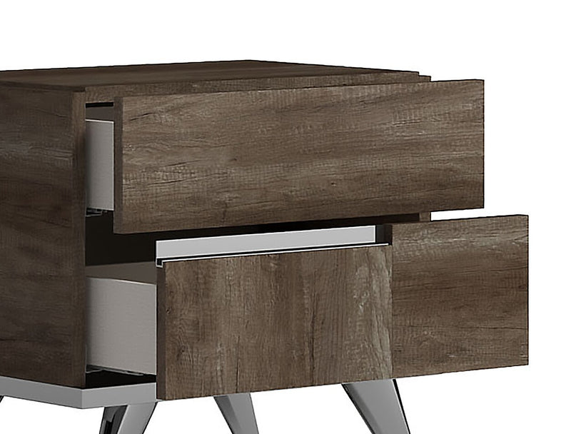 Gino Bedside 2-Drawer Nightstand - Made in Italy, 24.8\"W x 23.2\"H, Modern - Brown
