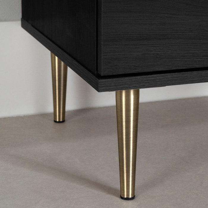 Lake Bedside 2-Drawer Nightstand, 19.5\"W x 25.5\"H, Made in Canada, Glam - Black