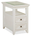 Heron Cove 15\" Traditional Glass Top End Table with Storage and Shelf - White Pine