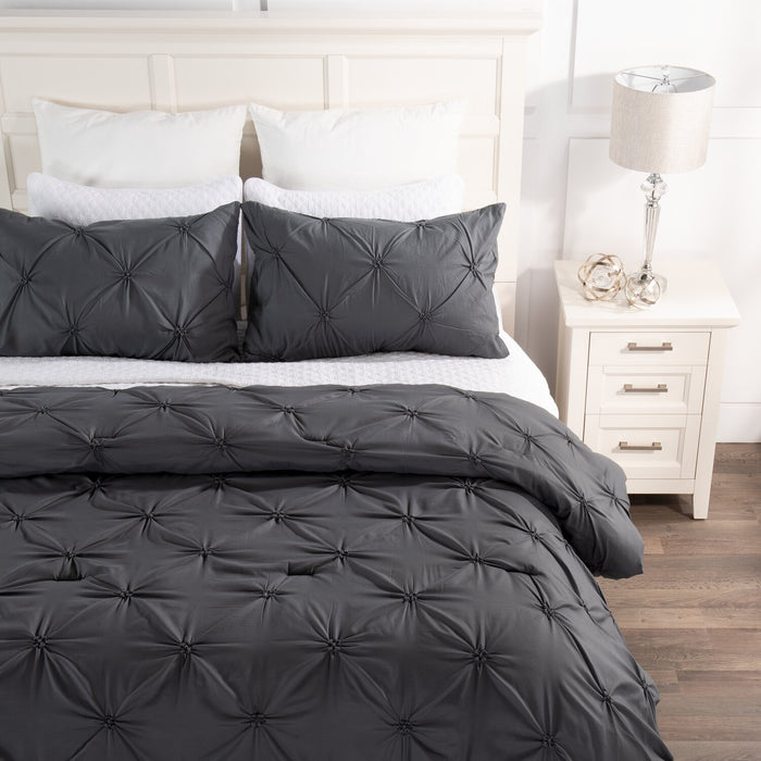Brianna 3-Piece Full/Queen Comforter Set - Dark grey