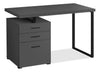 Clayton 47.25\" Reversible Office Desk with 3-Drawers - Dark Grey