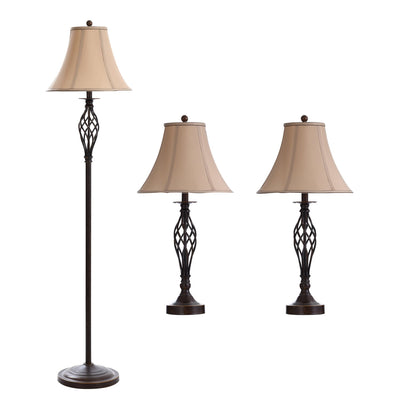 Fiona 3-Piece Floor and Two Table Lamps Set