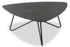 Hamilton 37.99\" Modern Triangular Coffee Table - Grey Marble Look Top with Black Metal Legs