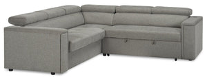 Savvy 2-Piece Right-Facing Linen-Look Fabric Sleeper Sectional with Adjustable Headrests - Grey