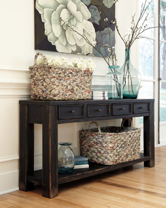 Breda 64.12\" Rustic Sofa Table with Storage and Shelf - Vintage Black Wood