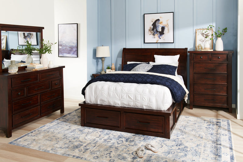 Sonoma Platform Storage Bed with Headboard & Frame, Mango Brown - Queen Size