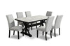 Verona 7pc Dining Set with Table & 6 Chairs, Culture Marbled Top, Trestle Base, 70\"W - White