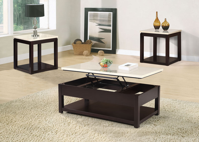 Sicily 22\" Modern End Table with Shelf - Beige and Dark Brown