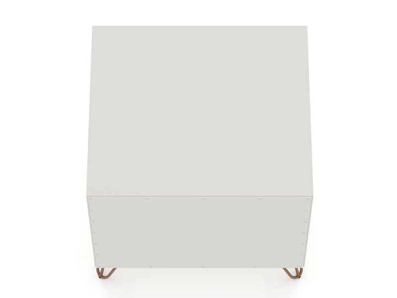 Manhattan Comfort Rockefeller Mid-Century Modern Nightstand with Drawer - Off White & Natural