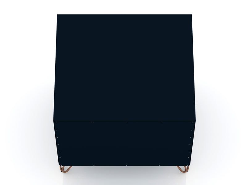 Manhattan Comfort Rockefeller Mid-Century Modern Nightstand with Drawer - Tatiana Midnight Blue