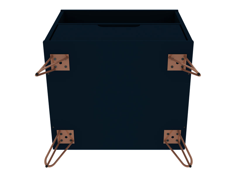 Manhattan Comfort Rockefeller Mid-Century Modern Nightstand with Drawer - Tatiana Midnight Blue