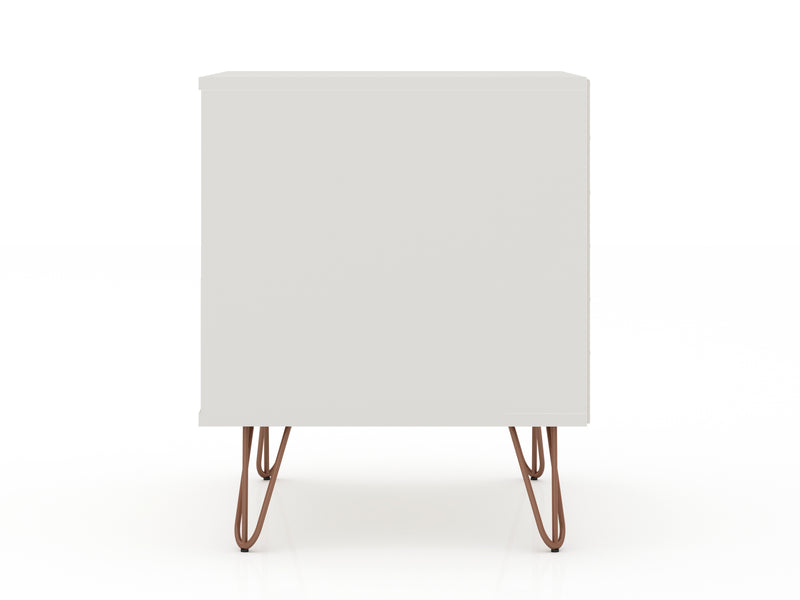 Manhattan Comfort Rockefeller Mid-Century Modern Nightstand with Drawer - Off White