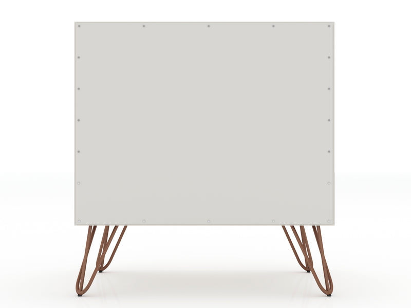 Manhattan Comfort Rockefeller Mid-Century Modern Nightstand with Drawer - Off White