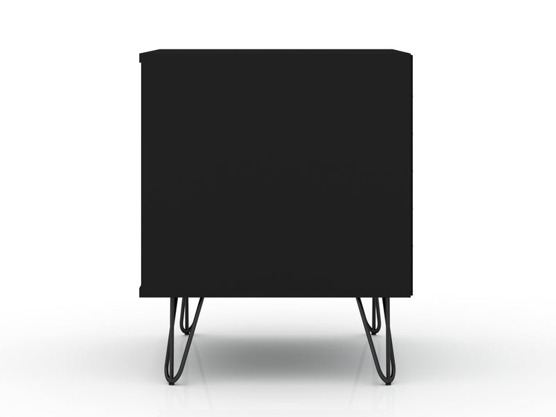 Manhattan Comfort Rockefeller Mid-Century Modern Nightstand with 2-Drawer - Black