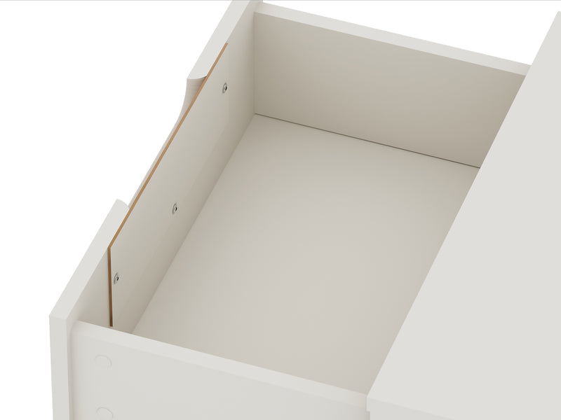 Manhattan Comfort Rockefeller Mid-Century Modern Nightstand with 2 Drawers - Off White & Natural