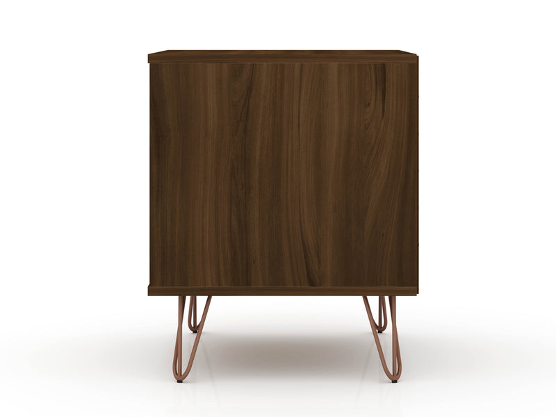 Manhattan Comfort Rockefeller Mid-Century Modern Nightstand with 2 Drawers - Brown