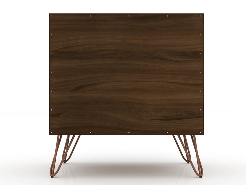 Manhattan Comfort Rockefeller Mid-Century Modern Nightstand with 2 Drawers - Brown