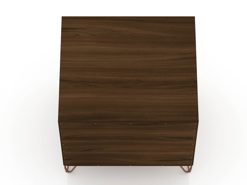 Manhattan Comfort Rockefeller Mid-Century Modern Nightstand with 2 Drawers - Brown