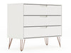 Manhattan Comfort Rockefeller Mid-Century Modern Dresser with 3-Drawers - White