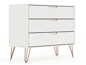 Manhattan Comfort Rockefeller Mid-Century Modern Dresser with 3-Drawers - White