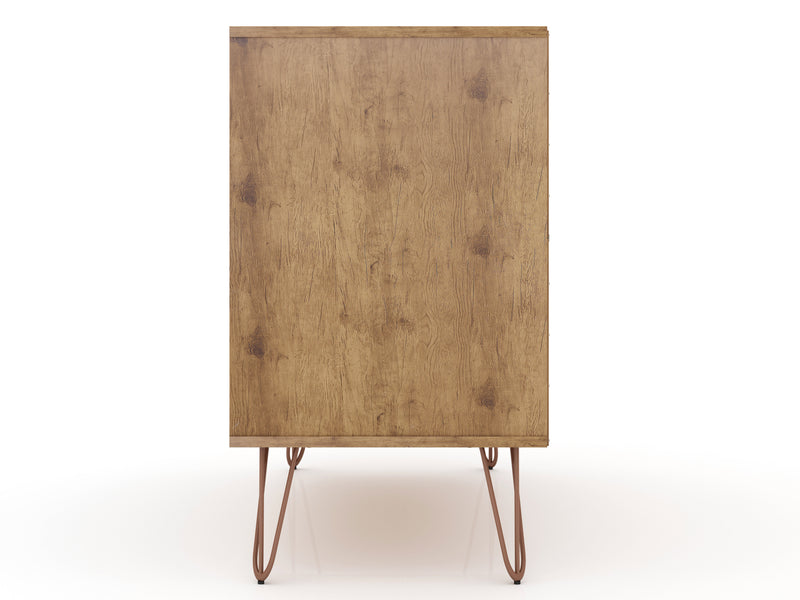 Manhattan Comfort Rockefeller Mid-Century Modern Dresser with 3-Drawers - Natural & Rose Pink