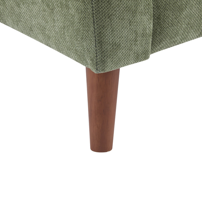 Midway Mid-Century Modern Armchair with Tufted Waffle Stitch, Green, Walnut