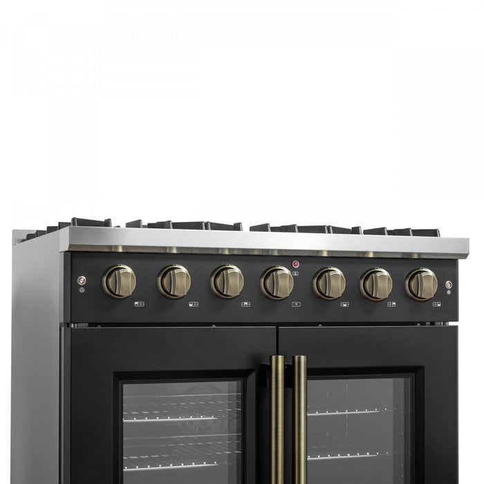 Forno Galiano 36\" Black Gas Range, 4.32 cu.ft- FFSGS6444-30BLK