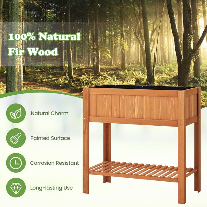 Costway Raised Garden Bed Elevated Planter Box Shelf Standing Garden Herb Garden Wood