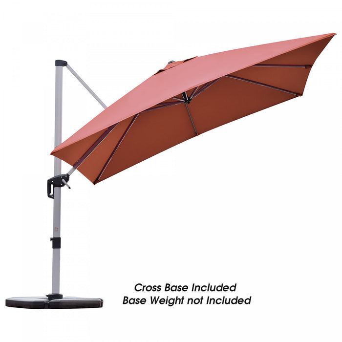 Costway 10Ft Square Patio Offset Cantilever Umbrella 360 Degree Tilt Aluminum Brick Red