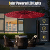 Costway Patio 10FT Hanging Offset Umbrella 32 LED Lights Sand Bag Outdoor Cross Base Wine