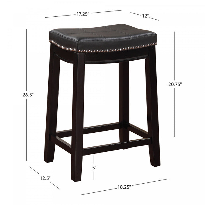 Claridge Faux Leather Black Backless Counter-Height Stool - Set of 2