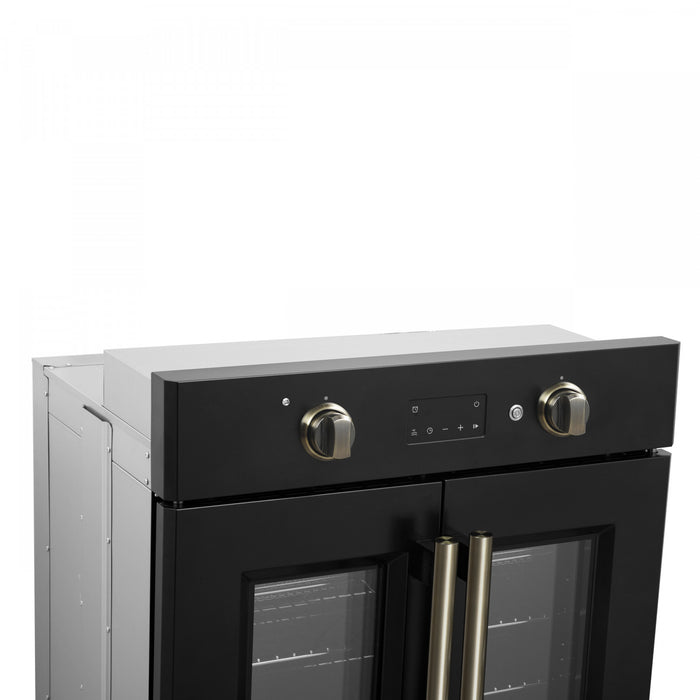 Forno Asti 30\" French Door Electric Wall Oven, Black, 3.68 cu. ft. - FBOEL1333-30BLK