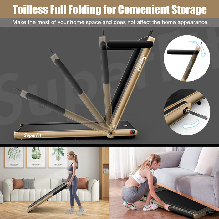 Superfit 2.25hp 2 In 1 Folding Treadmill W/ Speaker Remote Control App Yellow