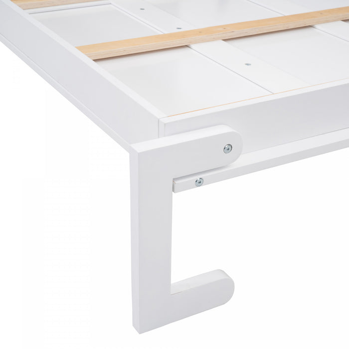 Evelyn Space-Saving Murphy Wall Bed with Foldable Cabinet Design,Queen Size,White Queen Bed