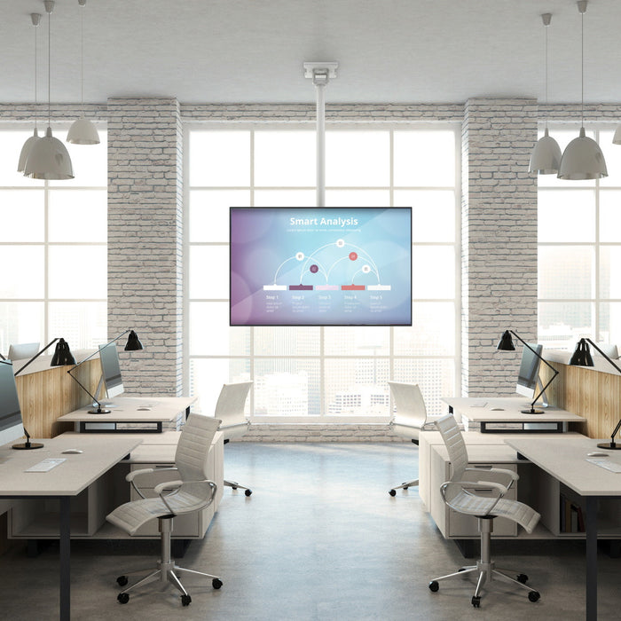 Kanto CM600 Height Adjustable Hanging Ceiling TV Mount for 40\" - 80\" TVs, White