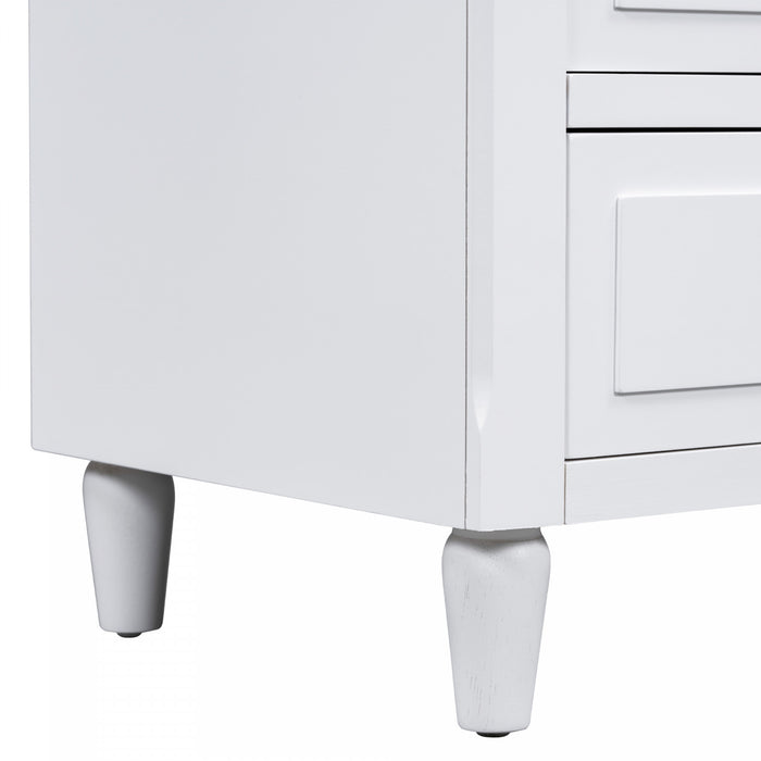 U_Style 28 Inch Painted Nightstand with 3 Smooth-Glide Drawers and Rubberwood Legs, White