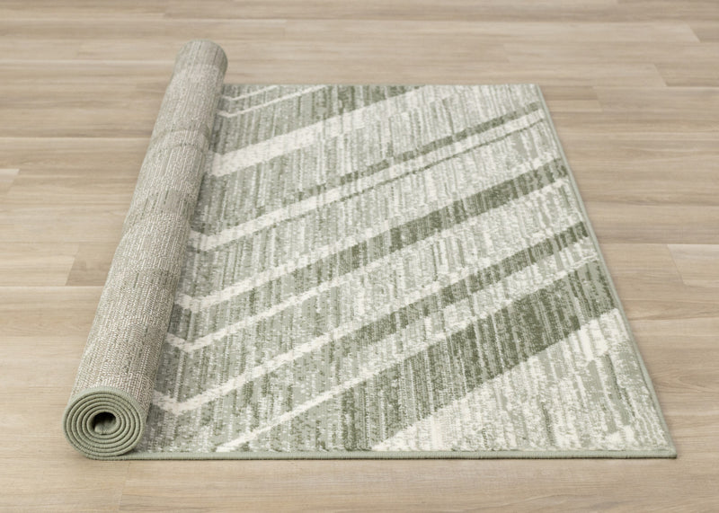 Florence Green White Distressed Chevron Design Rug, 7'9\" x 10'6\" Indoor Area Rug