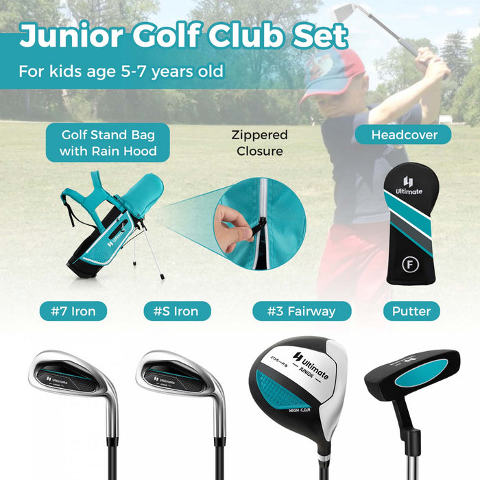 Ultimate Kids Golf Practice Set Junior Complete Golf Club Set For Kids Age 5-7 Years Old Blue
