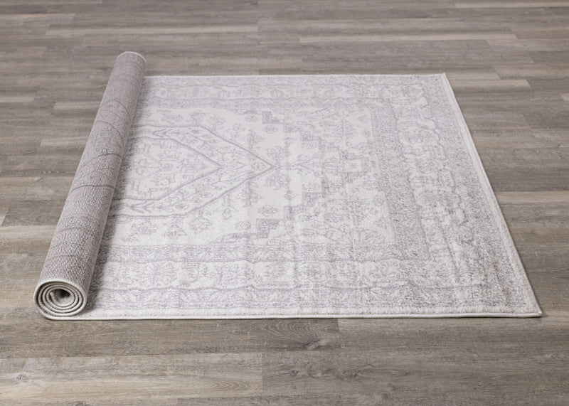 Fallon White Grey Elegant Faded Traditional Rug, 6'7\" x 9'6\" Indoor Area Rug