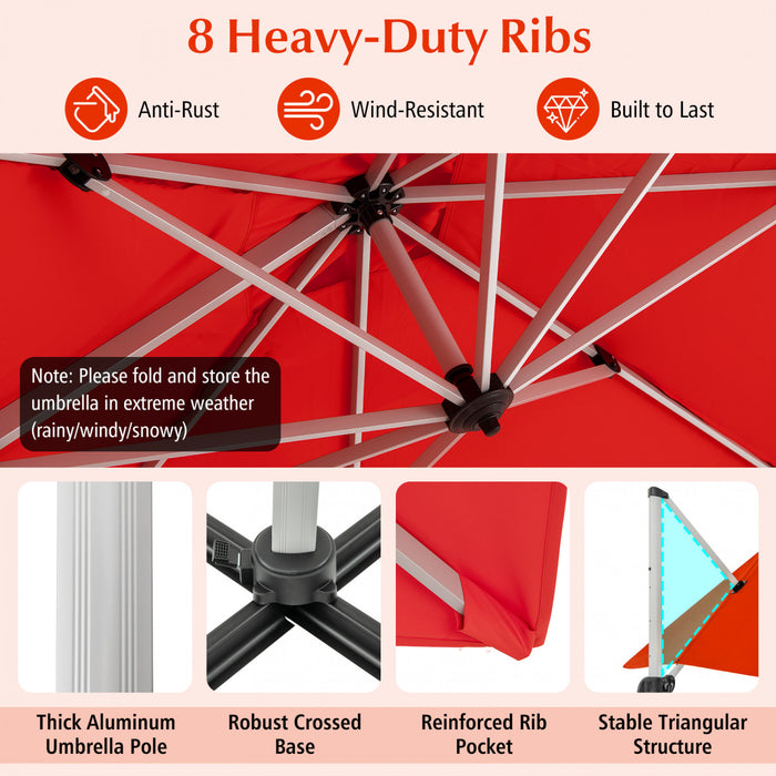 Costway 10 FT Patio Cantilever Umbrella Outdoor Aluminum Hanging Offset Umbrella w/ 360° Rotation Orange