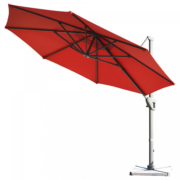 Costway 11ft Patio Offset Umbrella Cantilever Rotation Aluminum Tilt Cross Base Wine