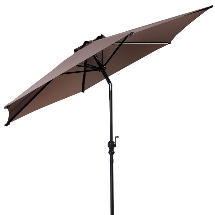 Costway 9ft Patio Umbrella Market Steel Tilt w/ Crank Outdoor Yard Garden Tan