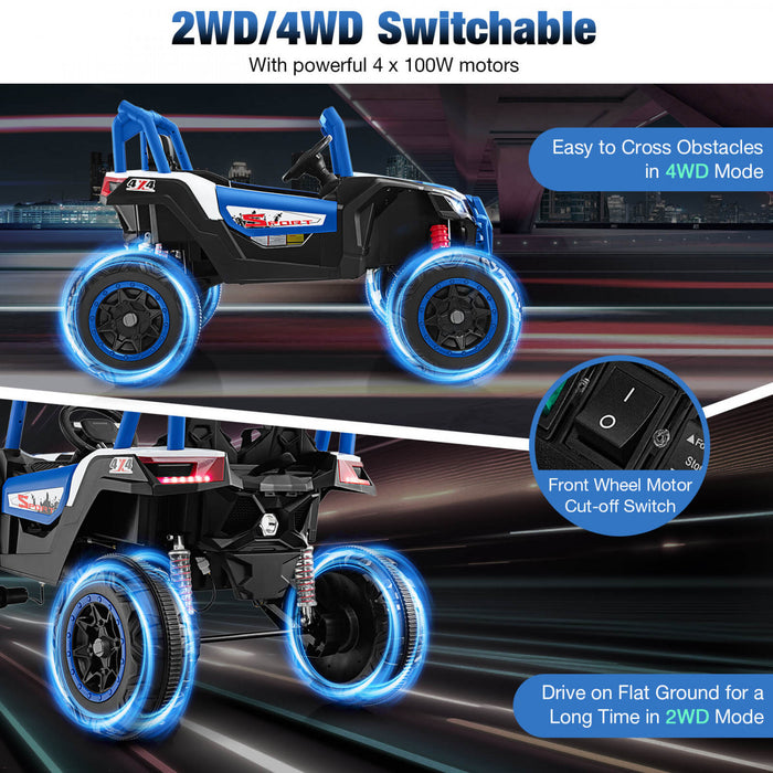 Costway 24v Kids Ride On Utv With 4 X 100w Powerful Engine Remote Control High/low Speed Navy