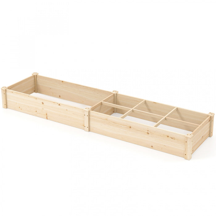 Costway Wooden Raised Garden Bed, Elevated Patio Planter With 7 Planting Compartments For Flower