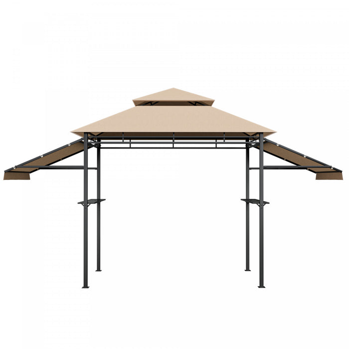 13.5' X 4' Patio Bbq Grill Gazebo Side Awnings Shelves 2-tier Canopy Outdoor