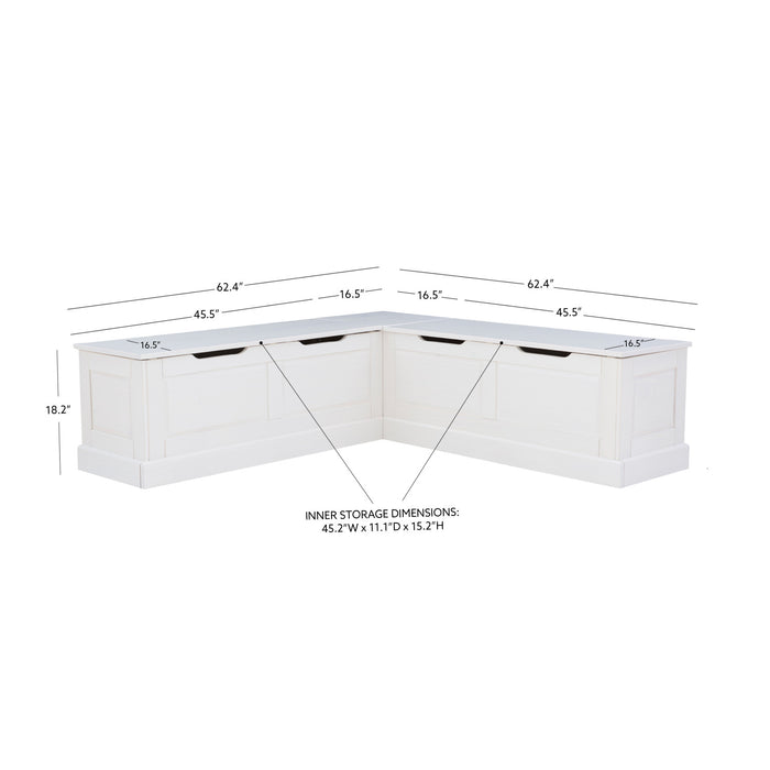 Tobin Backless Corner Nook Dining Bench - White