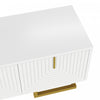 Aspect 63 Inch TV Stand with Textured Doors and Gold Legs, White | Aspect Meuble TV 63 po avec Portes Texturees et Pieds Dores, Blanc